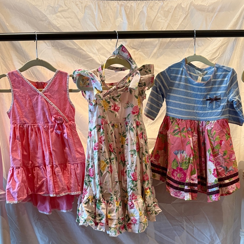 Floral and Striped Kids Dress Set 2T (A1)